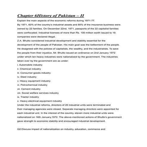 lONG QUESTION ANSWER PAKISTAN STUDIES10. | DOCX