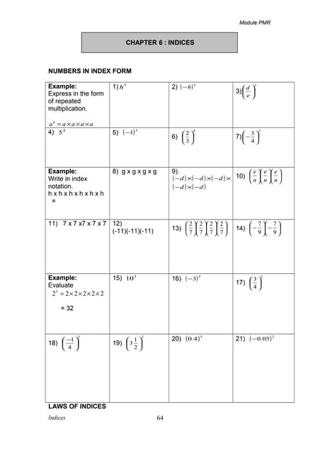 Chapter 6 indices