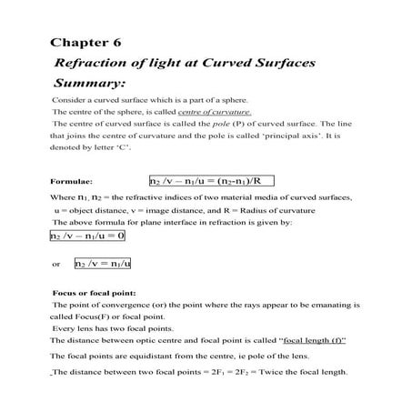refraction of light at curved surfaces
