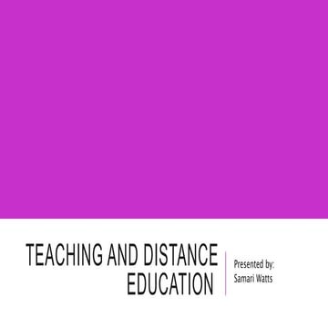 Teaching and Distance Education 