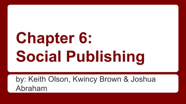 Chapter 6 Social Publishing