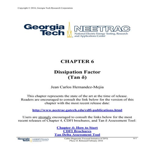 NEETRAC (Chapter 6: Dissipation Factor)