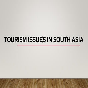 Chapter 6 Tourism issues in South Asia Perspectives