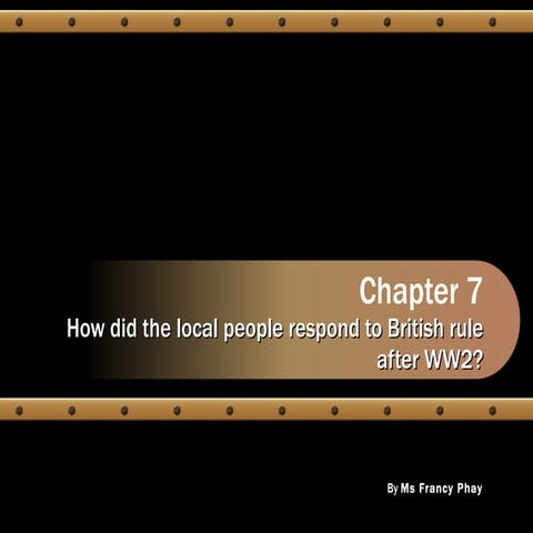 Chapter 7 - How did the local people respond to British rule after WW2?