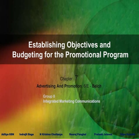 Establishing Objectives and Budgeting for the Promotional Program