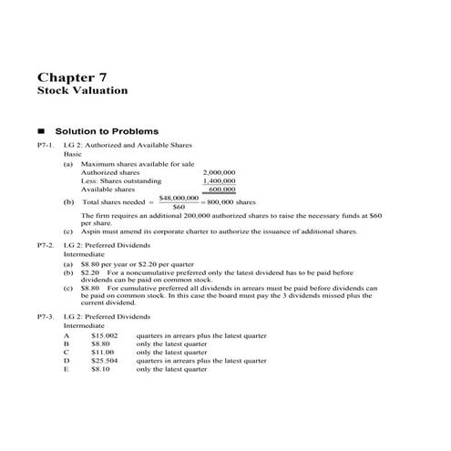 financial management stock valuation chapter solution ...MOHSIN MUMTAZ