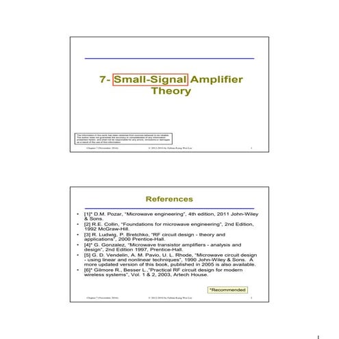 Chapter7 - Small-signal RF Amplifier Theories