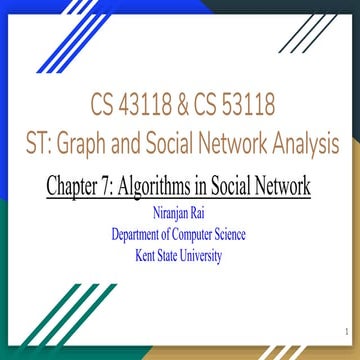 Algorithm in Social network of graph and social network analysis | PPTX