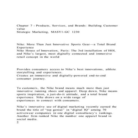 Chapter 7 - Products, Services, and Brands Building Customer | DOCX