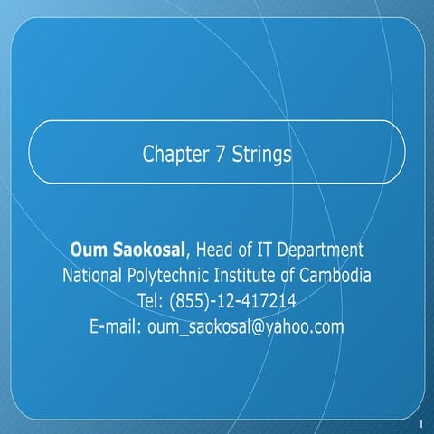 Chapter 7 String | PPT