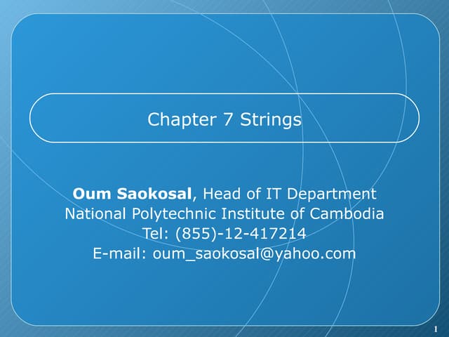 Chapter 7 String | PPT