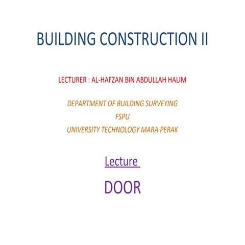 Chapter 7 8 Door Window Ppt