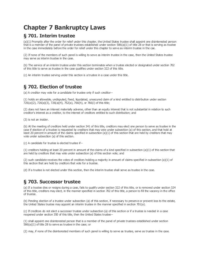 Chapter 7 Bankruptcy Laws