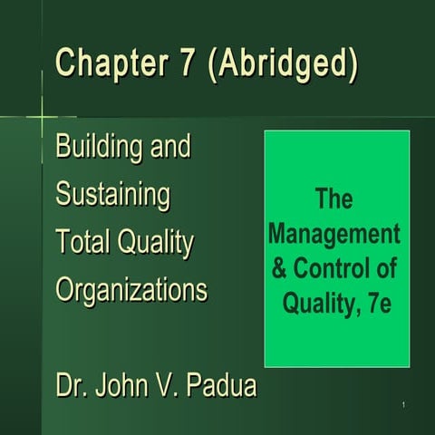 Chapter 7 building and sustaining performance excellence in organizations