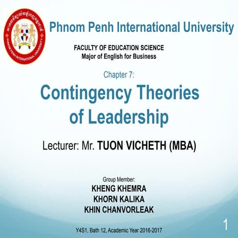 Contingency theories of leadership