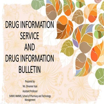 DRUG INFORMATION SERVICE AND DRUG INFORMATION BULLETIN