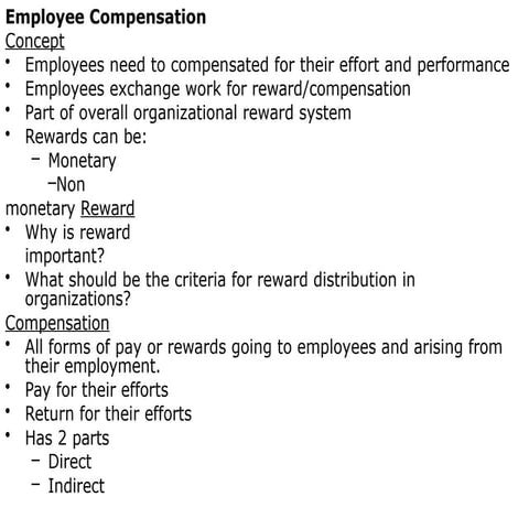 employee  compensation in rewards and compensation