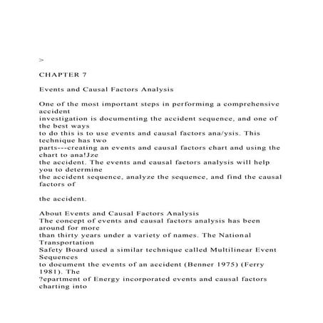 CHAPTER 7 Events and Causal Factors Analysis One.docx