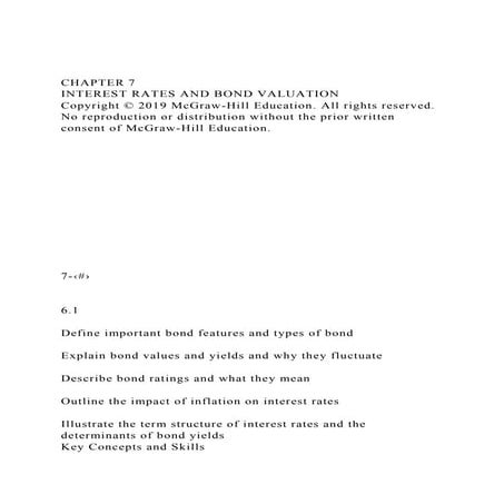 CHAPTER 7INTEREST RATES AND BOND VALUATIONCopyright © 2019 M.docx