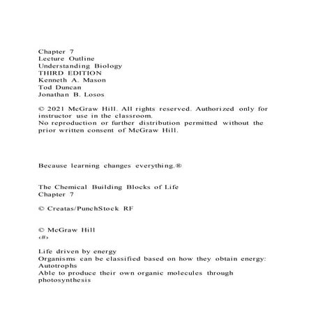 Chapter 7Lecture OutlineUnderstanding BiologyTHIRD EDITION