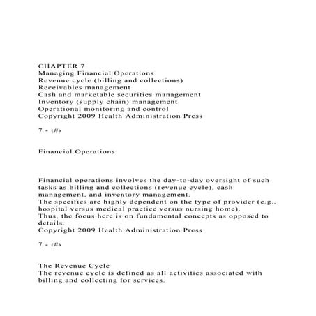 CHAPTER 7Managing Financial OperationsRevenue cycle (bil.docx