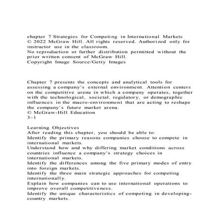 chapter 7 Strategies for Competing in International Markets© 2