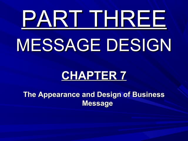 Chapter 7, the appearance and design of business message