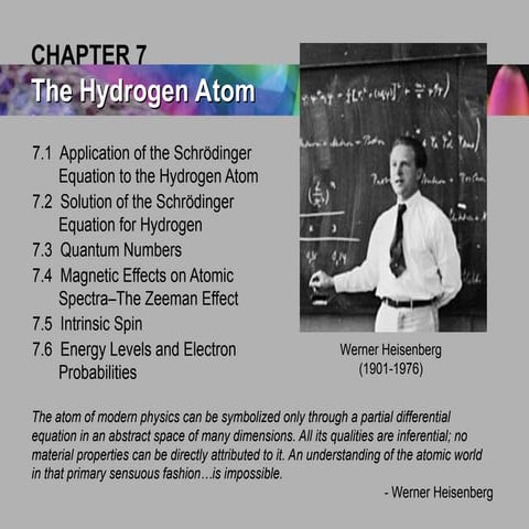 CHAPTER 7: The Hydrogen Atom.ppt : atom | PPT