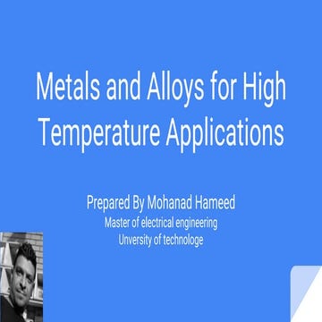 Metals and alloys for high temperature applications