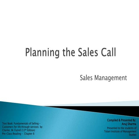 Planning the Sales Call