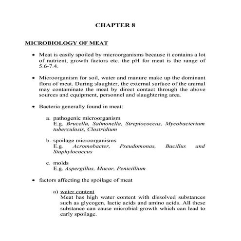 Food Microbiology - Chapter 8 &amp; 9