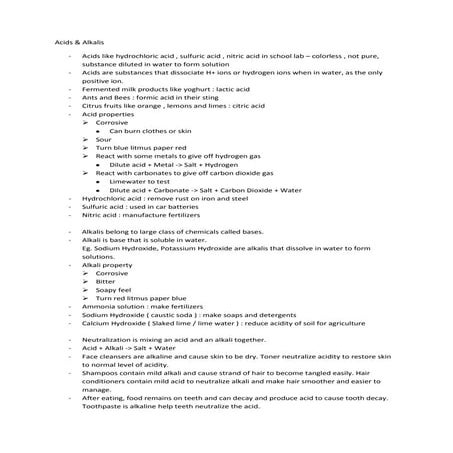 Chapter 8 acids and alkalis