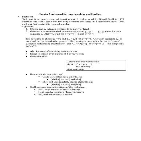 Chapter 8 advanced sorting and hashing for print | PDF
