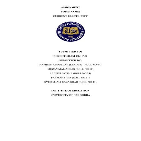 Current Electricity  Chp-8 General Science 9th 10th