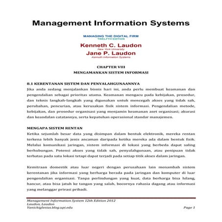 Chapter 8 management information system 12th edition 2012 laudon