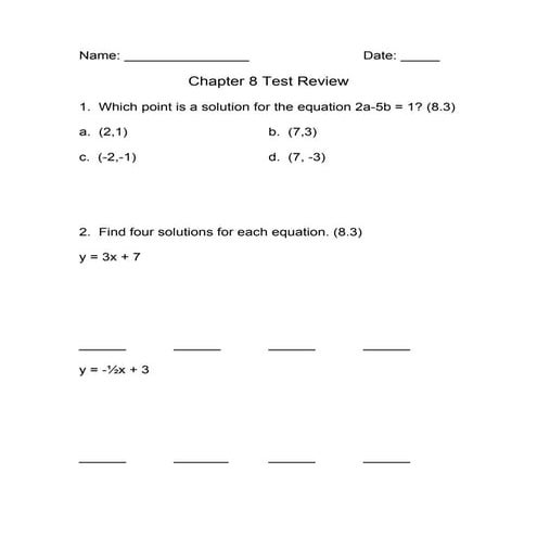 Chapter 8 mini test review