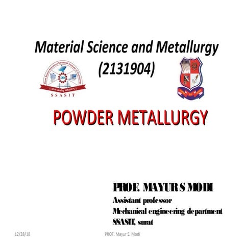 Chapter 8 powder metallurgy