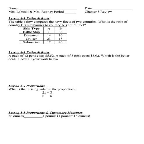 Chapter 8 Review Doc