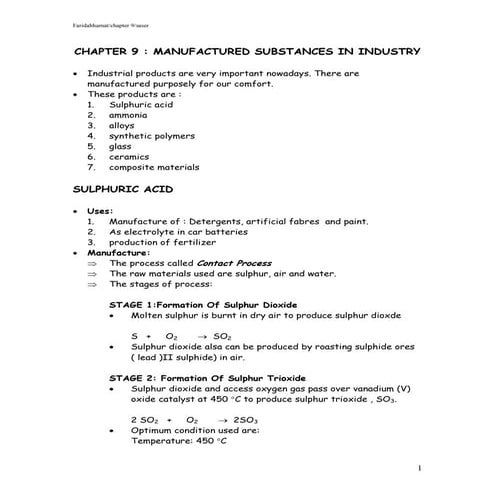 Chapter 9 manufacture substances