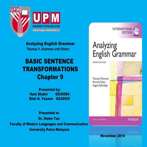 BASIC SENTENCE  TRANSFORMATIONS