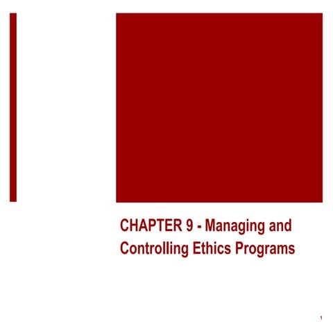 Chapter 9 Managing and Controlling Ethics Programs