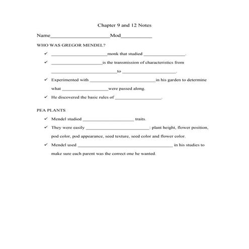 Chapter 9 And 12 Note Guide