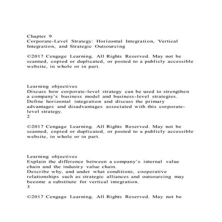 Chapter 9Corporate-Level Strategy Horizontal Integration, Ver | DOCX