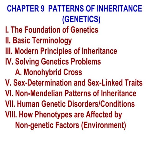 Chapter 9 genetics handout fall 2011 | PPT | Genetics | Science