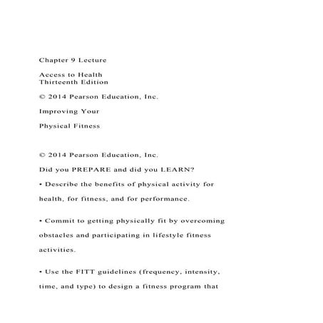 Chapter 9 Lecture Access to Health Thirteenth Edition .docx
