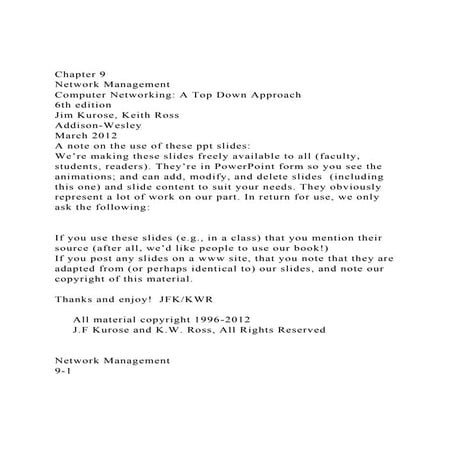 Chapter 9Network ManagementComputer Networking A Top Down A.docx