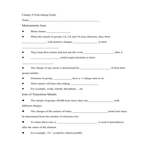 Chapter 9 note taking guide