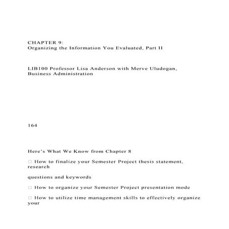 CHAPTER 9  Organizing the Information You Evaluated, Part I.docx