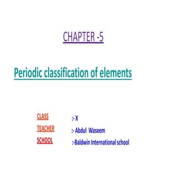Chapter 9 periodic classification of elements