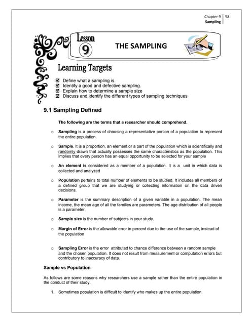 Lesson 20 describing sample size and sampling procedures | PPT